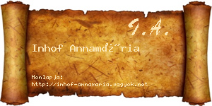 Inhof Annamária névjegykártya